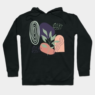 Abstract shapes lines dots and leaves digital design Hoodie